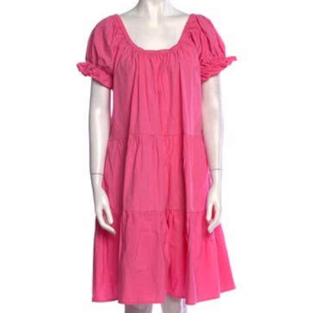 Buru On & Off The Shoulder Puff Sleeve Dress- Pink